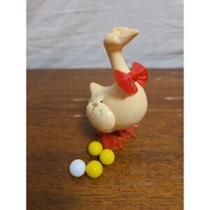Rare Vintage 1949 Reliable Action Toy Hard Plastic Mother Goose Laying Gold Egg
